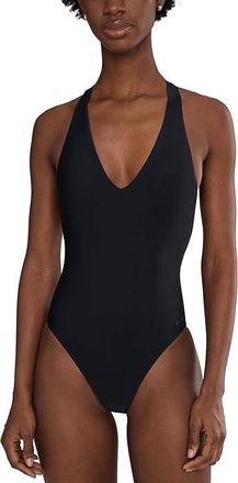 Nike Hydralock Luxe V-neck One Piece Womens Swimsuits One Piece Black : MD, Nylon/Spandex
