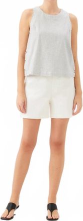 Fifteen Twenty Womens Clarice Side Button Top In Cream With Navy