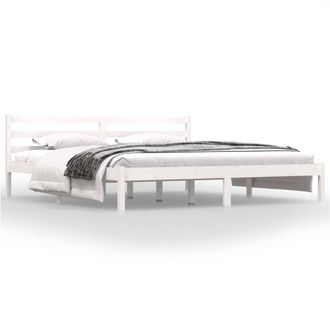 Berkfield Home Bed Frame Solid Wood Pine 180x200 cm Super King White