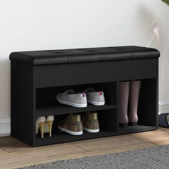 vidaXL Vidaxl - Panca Porta Scarpe Nera 82x32x45,5 cm in Legno Multistrato