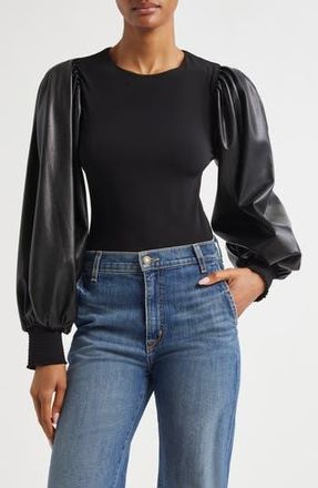Alice & Olivia Latoria Mixed Media Top in Black at Nordstrom Rack, Size Small