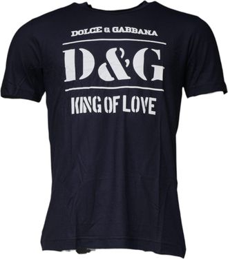 Dolce & Gabbana Blue D&G King Of Love Cotton Crew Neck Mens T-shirt