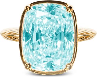 Sterling Forever Sterling Silver Elongated Cushion Aquamarine CZ Cocktail Ring
