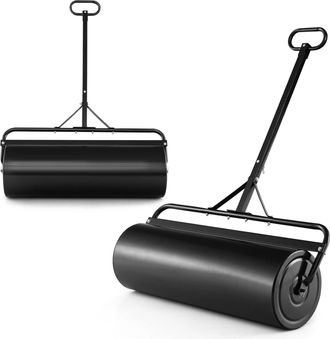Costway Costway - 63l Rodillo De C&eacute;sped De Metal, Ancho: 90 Cm, &Oslash;: 30 Cm, Rodillo Cesped Llenado De Agua/arena Empujado/remolcado Con Mango De Agarre Desmonta