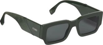 Fendi Accessoires, Heren, Groen, ONE Size, Rechthoekige Zonnebril