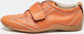 Tod's Tods Orange Leather Velcro Strap Sneakers