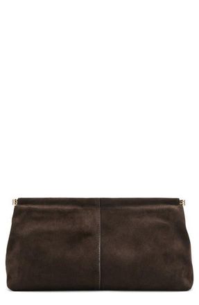 Mango Suede Clutch in Chocolate at Nordstrom