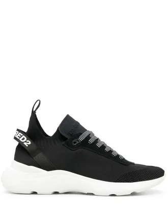 Dsquared2 logo-tape low-top sneakers - men - Fabric/Fabric/Calf Leather/Rubber/Calf Leather - 42 - Black