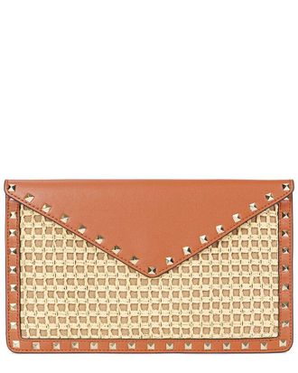 Tiffany & Fred Raffia & Leather Clutch