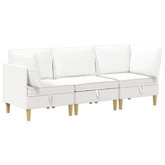 vidaXL Juego De Sof&aacute; Modular Con Almacenamiento 3 Pcs Blanco Tela Vidaxl