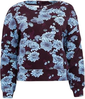 Lords of Harlech Clara Oversized Brushed Knit Sweatshirt in Serious Floral Plum at Nordstrom, Size Xx-Large