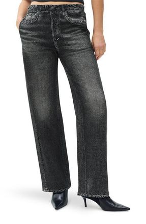 Rag & Bone rb Miramar Wide Leg Cotton Fleece Sweatpant Jeans in Washed Black at Nordstrom, Size X-Large