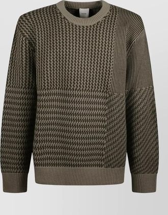 Calvin Klein wool sweater crew neck houndstooth pattern