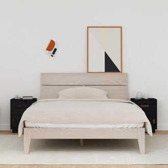 vidaXL Vidaxl - Mesitas De Noche 2 Uds Madera Maciza De Pino Negro 40x34x55 Cm