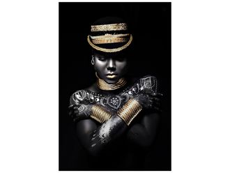 Schubiger M&ouml;bel Digitaldruck auf Glas Sch&ouml;nheit mit Hut und Schmuck