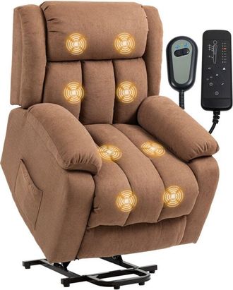 HOMCOM Power Lift Recliner Chair, Lift Chair for Elderly with Massage, Brown