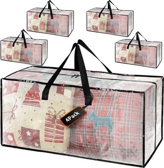 OEM Paquete De 4 Cajas De Mudanza Grandes, Transparentes Y Resistentes Con Tapa, Bolsas De Almacenamiento Impermeables Y Resistentes Con Asa Y Cremallera 