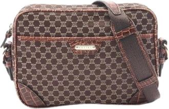 Celine Pre-owned Embossed Canvas Leather Shoulder Bag - Dames - Vintage Schoudertas - Bruin - ONE Size - Leer - Vintage
