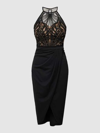 Lipsy Cocktailkleid mit Lochmuster in Black, Größe 34