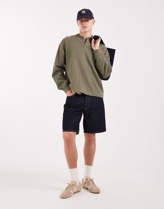 Levi's 468 - Pantaloncini di jeans ampi color indaco-Blu navy