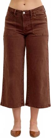 Judy Blue Wide Crop Garment Dyed Utility Jeans In Maple
