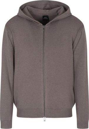 A|X Armani Exchange Hooded Zip Cardigan - Heren - Vesten met rits - Grijs - S - Katoen - Hoodies & sweatvesten
