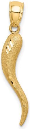 Diamond2Deal 10k Yellow Gold Solid Diamond-Cut Italian Horn Charm