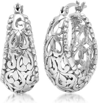 MAX + STONE 925 Sterling Silver Filigree Earrings with Click Tops