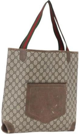 Gucci Pre-owned Tote Bags, female, Beige, Size: ONE SIZE Pre-owned Canvas Tote Bag