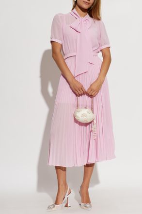 Self Portrait Dress With Belt, Womens, Pink