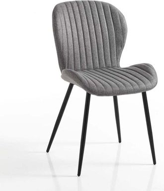 Oresteluchetta Juego De 4 Sillas De Comedor En Tejido Acolchado Y Metal Arles - Gris