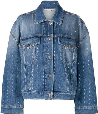 Stella McCartney rhinestone-embellished denim jacket - women - Polyester/Elastane - 40 - Blue