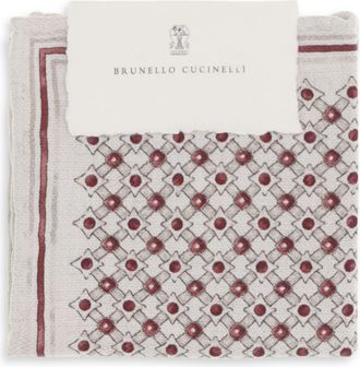 Brunello Cucinelli Mens Silk Pochette Cherry Umbrellas Accessory