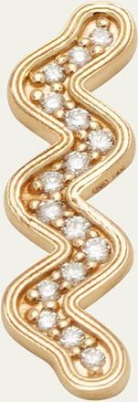 Sydney Evan Wavy Bar Ear Climber with Diamonds, Single
