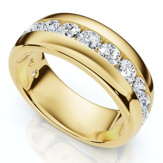 Pompeii3 1 1/2Ct Mens Diamond Wedding Anniversary Ring 10k Gold Channel Set Lab Grown