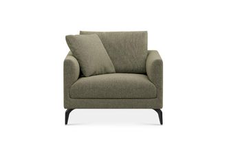 Castlery Lena Armchair Customized, (Performance Classic Twill) Moss (Matte Black Legs), Spill Resistant, Removable Covers for Castlery