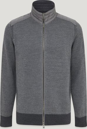 Belstaff Kelby Zip Cardigan Mens Merino Wool Charcoal / Mid Grey Size XL