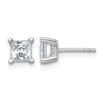 Diamond2Deal 14k Gold 1 1/2 ct Princess Lab Grown Diamond Stud Earrings VS Clarity, D-E Color