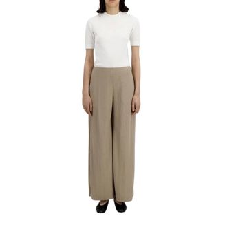 Harris Wharf London Broeken, Dames, Beige, M, Wijde broek