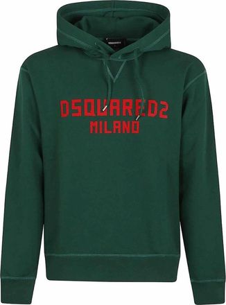Dsquared2 Mens Dsquared2 Milano Logo Cool Fit Green Hoodie - Size: 38