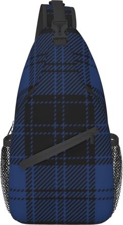 AOOEDM Sling Bag for Men Women, for Blue And Black Tartan Plaid, Shoulder Backpack Chest Bags Crossbody Daypack for Outdoor Hiking Camping Cycling