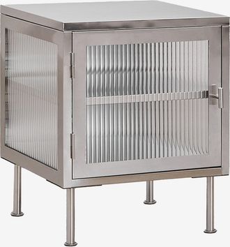 Sklum Pack De 2 Mesitas De Noche 45x40 Cm En Acero Y Cristal Paoline Sklum