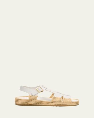 Prada Leather Fisherman Espadrille Sandals