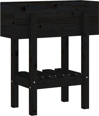 vidaXL Vidaxl - Jardinera madera maciza de pino negro 62x30x69 cm