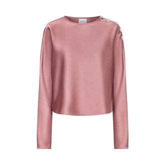 Dante6 Leiva Satin Button Detail Top - Dames - Blouses & Shirts - Roze - Maat: S Satijn