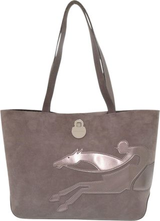 Longchamp Gray Suede Tote Bag (Pre-Owned)