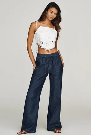 AG - Adriano Goldschmied AG Adria Cinched Mid-Rise Wide-Leg Jeans