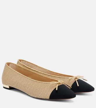 Aquazzura Gioia leather-trimmed ballet flats