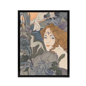 Artery8 Homecoming Dream Painting Framed Canvas Wall Art Print Georges de Feure in Blue | Size: W24 x H32