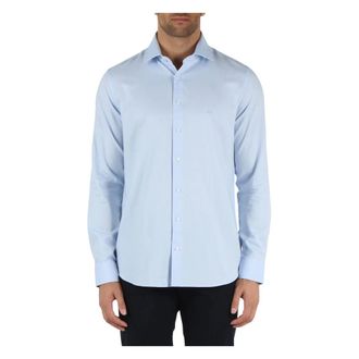 Michael Kors Slim Dobby Overhemd - Heren - Casual Overhemden - Blauw - S - Katoen - Overhemden
